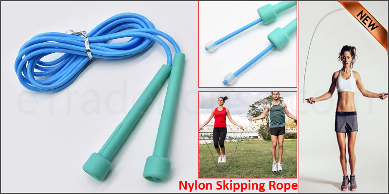 Skipping Rope Adult 9 foot Long Approx Nylon Plastic Handles Gym Fitness Trainin blue  color