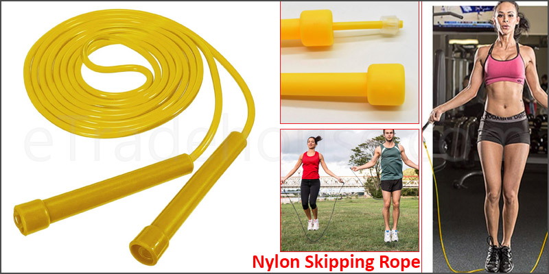 Skipping Rope Adult 9 foot Long Approx Nylon Plastic Handles Gym Fitness Trainin yellow color