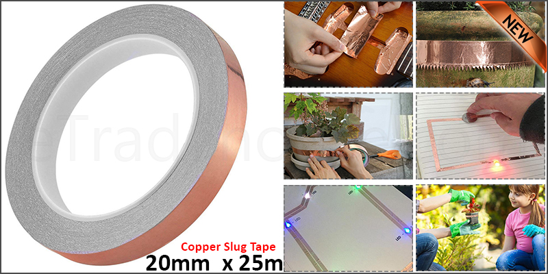  20mm x 25m Copper Slug Tape: Adhesive Copper Slug Snail Barrier Tape