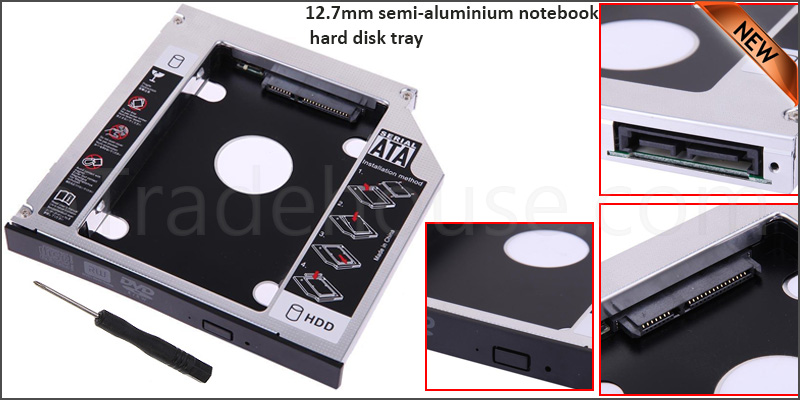 SATA 12.7mm Semi-Aluminum Hard Disk Drive HDD to SATA Bay Caddy Adapter Tray for Laptop 