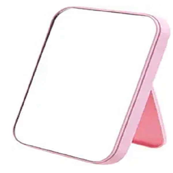 PINK Square-Shape Hand Mirror Held Vanity Fold Mirror Standing Makeup Dresser Mirror
