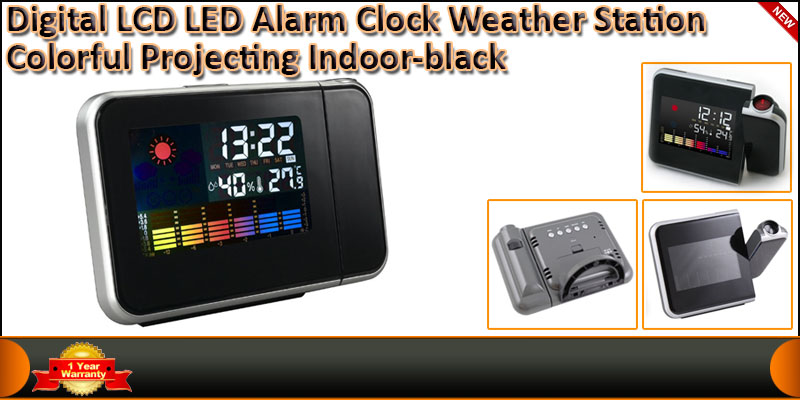 Digital LCD LED Projector Alarm Clock Weather Stat