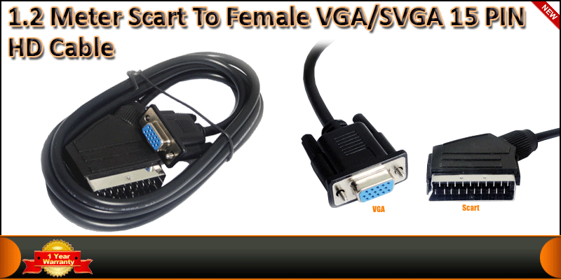 1.2 Meter Scart TO Female VGA / SVGA 15 PIN HD Cab