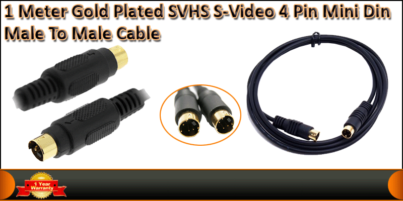 1 Meter Gold plated SVHS S-VIDEO 4 Pins Mini Din M