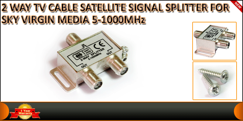 2 WAY TV CABLE SATELLITE SIGNAL SPLITTER FOR SKY V