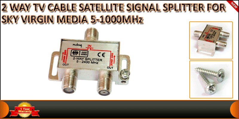 2 WAY TV CABLE SATELLITE SIGNAL SPLITTER FOR SKY V