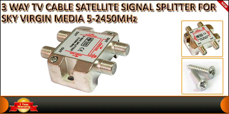 3 WAY TV CABLE SATELLITE SIGNAL SPLITTER FOR SKY V