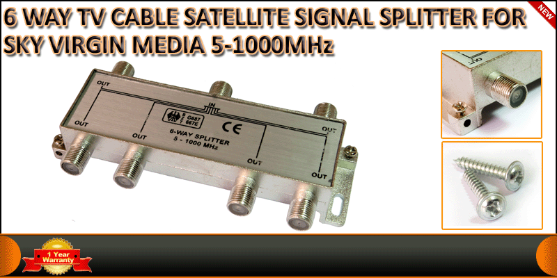 6 WAY TV CABLE SATELLITE SIGNAL SPLITTER FOR SKY V