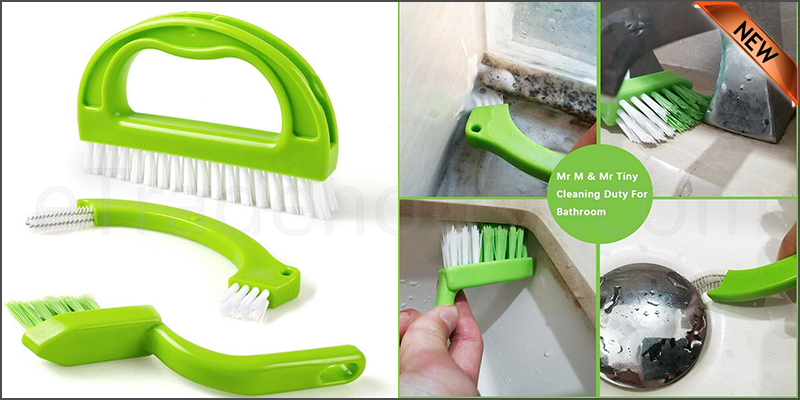Green 3 in 1 Tile Grout Cleaning Brush Mould Remover Narrow Stiff Stain Cleaner
