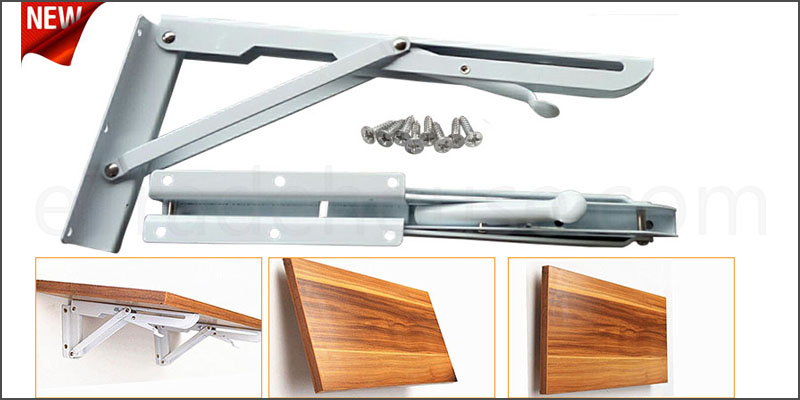 2x White Wall Mounted Metal Folding Triangle Angle Shelf Support Bracket 30x15CM