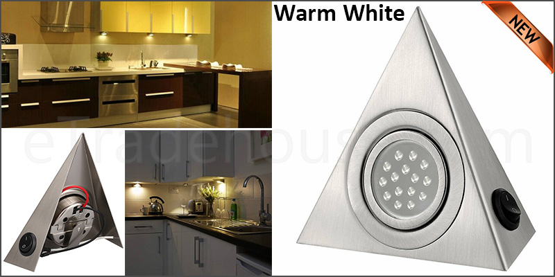 LED MAINS KITCHEN UNDER CABINET CUPBOARD TRIANGLE LIGHT KIT COOL WARM WHITE