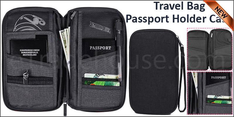 High Quality Travel Wallet with Full Closure Zip Organizer RFID Passport Ticket Holder 