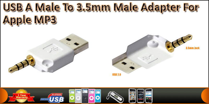 3.5mm Male to USB A 2.0 Adapter / Converter