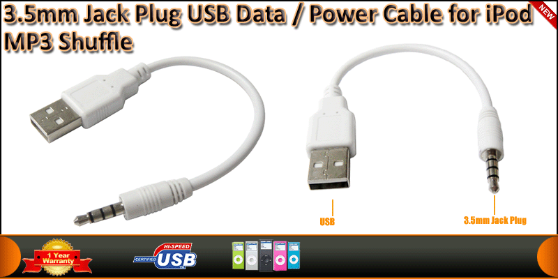 USB A Female to 3.5mm jack plug cable Shuffle