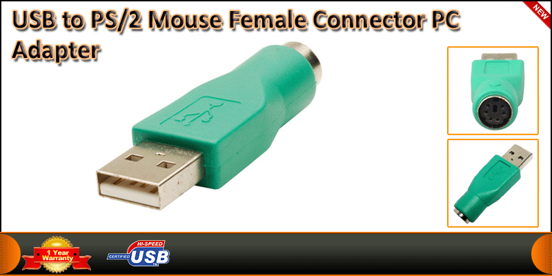 USB to PS/2 Mouse Female Connector PC Adapter