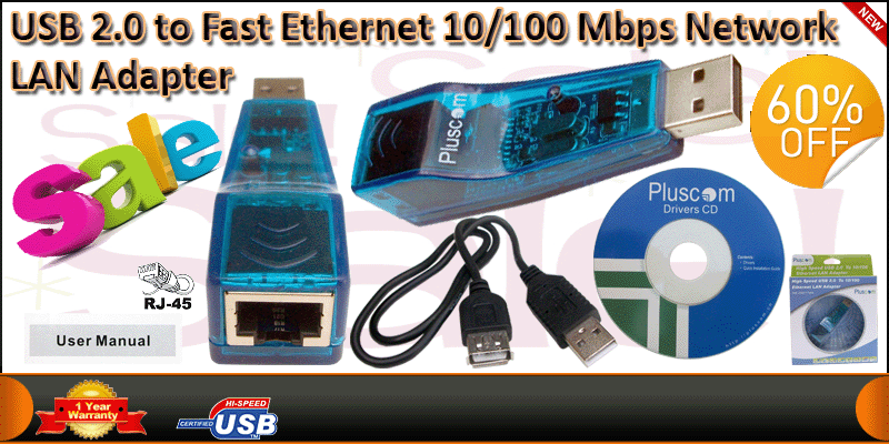 USB 2.0 to Fast Ethernet 10/100 Mbps Network LAN A