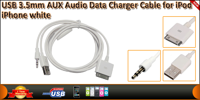 USB 3.5mm Aux Audio Data Transfer Charger Dock Cab