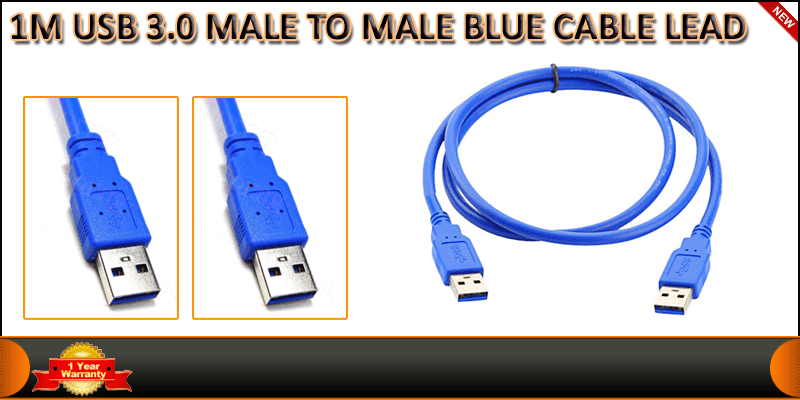 1M USB 3.0 A Male To A male Blue Connection Cable 