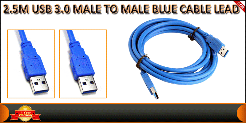 2.5M USB 3.0 A Male To A male Blue Connection Cabl