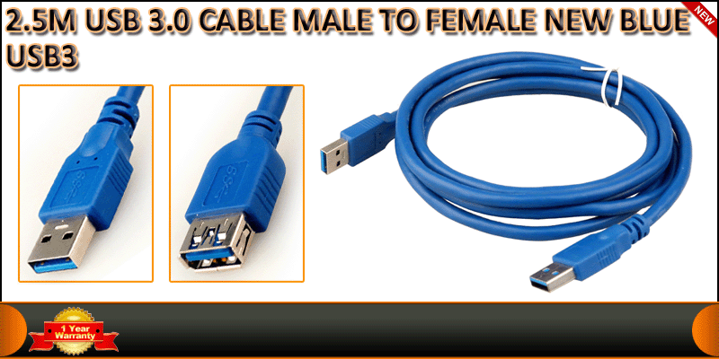 2.5M USB3.0 Male To Female Blue Extension Cable Le