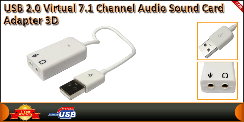 USB 2.0 Virtual 7.1 Channel Audio Sound Card Adapt