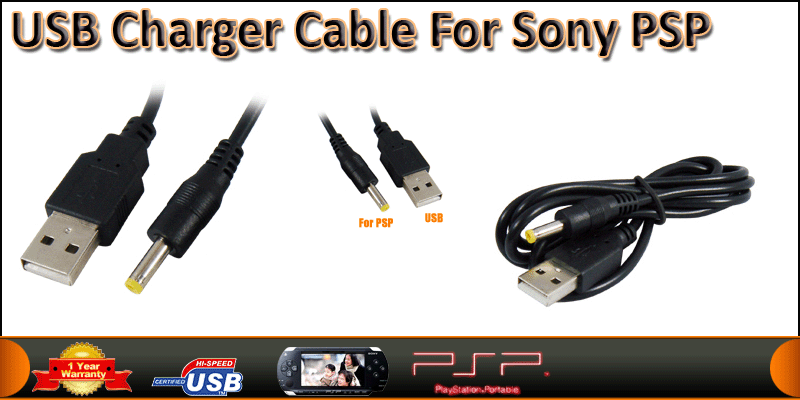 USB A Male to Charger Cable for  PSP