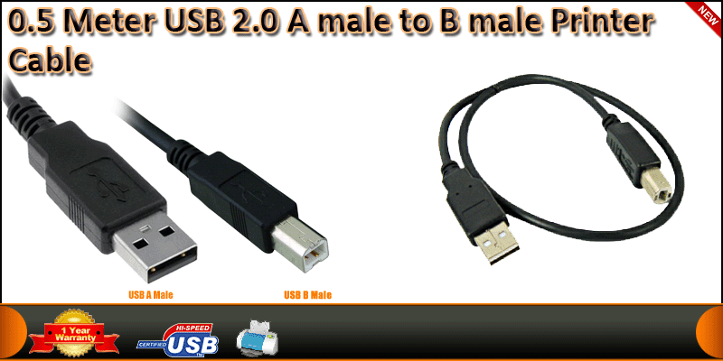 0.5 Meter USB 2.0 A male to B male Printer Cable
