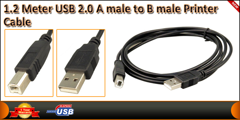 1.2 Meter USB 2.0 A male to B male Printer Cable