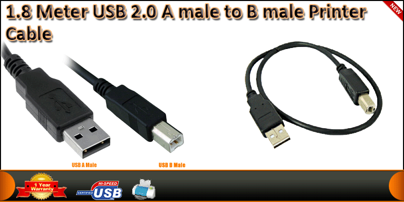 1.8 Meter USB 2.0 A male to B male Cable