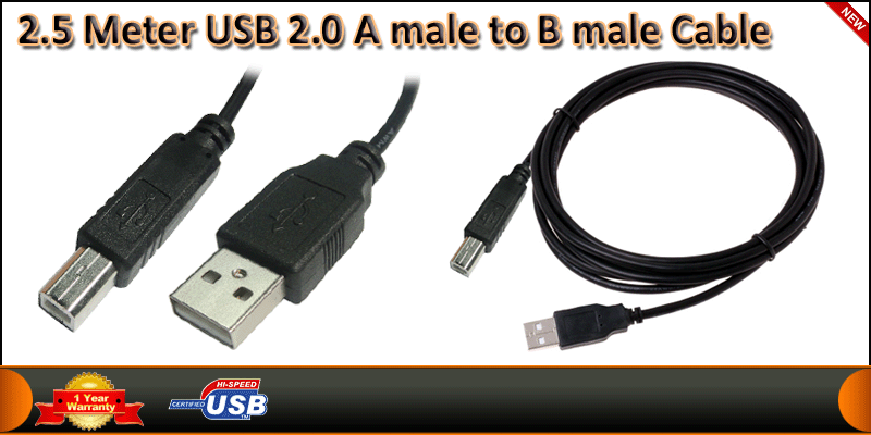 2.5 Meter USB 2.0 A male to B male Cable