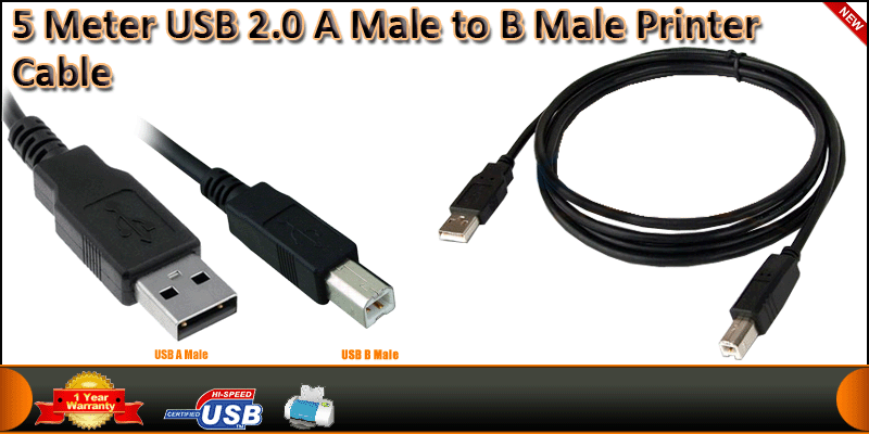 5 Meter USB 2.0 A male to B male Printer Cable