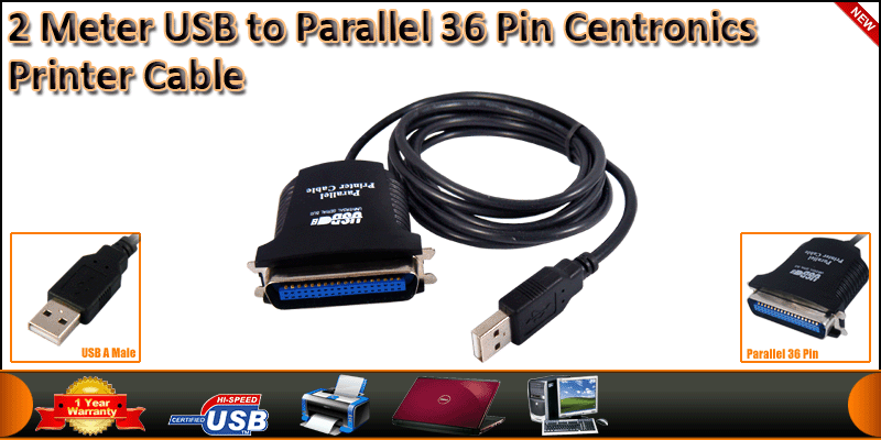 2M USB to Parallel 36 Pin Centronics Printer Cable