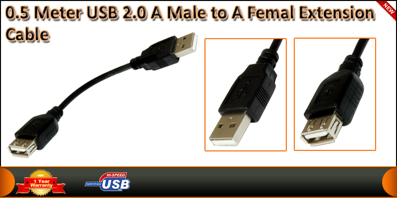 0.5 Meter USB 2.0 A Male To USB A Female Extension