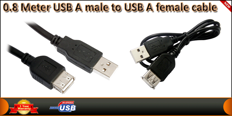 0.8 Meter USB 2.0 A Male to A Female Extension Cab