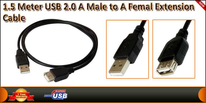 1.5 Meter USB 2.0 A Male to A Female Extension Cab