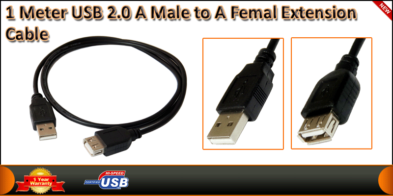 1 Meter USB 2.0 A Male To USB A Female Extension C