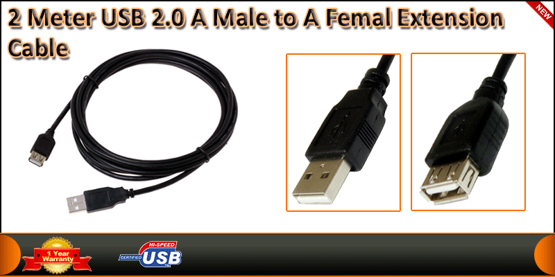 2 Meter USB 2.0 A Male To USB A Female Extension C