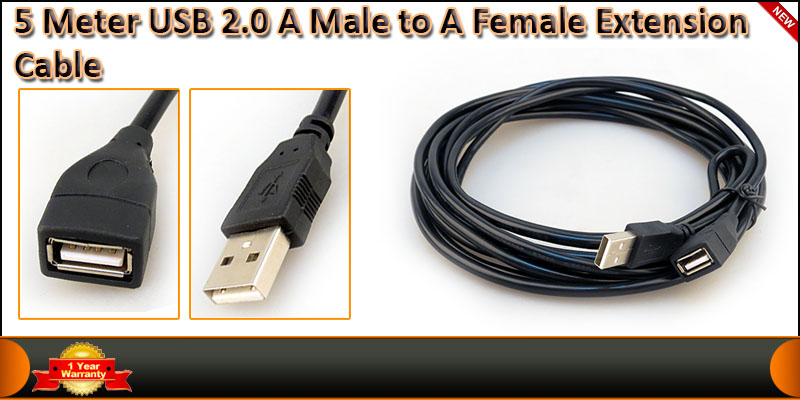 High Quality 5 Meter USB 2.0 A Male to A Female Ex