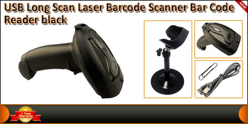 USB Long Scan Laser Barcode Scanner Bar Code Reade