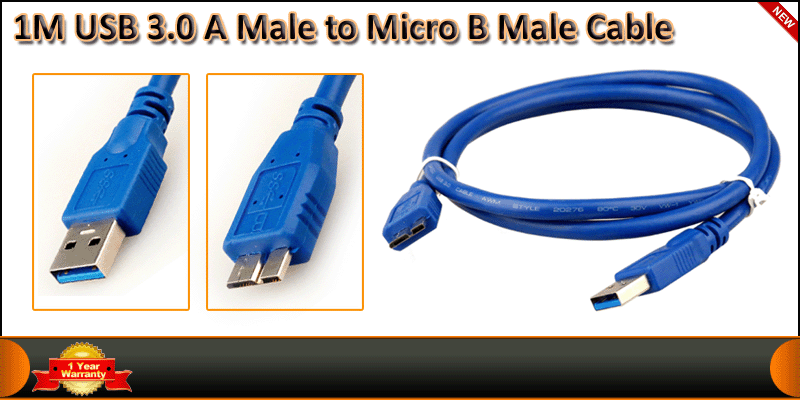 1M USB 3.0 A Male to Micro B Male cable