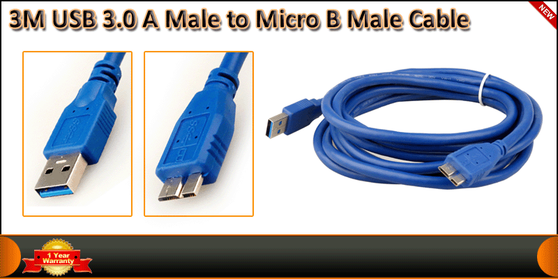 3M USB 3.0 A Male to Micro B Male cable