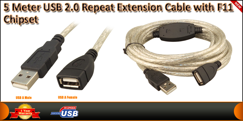 5 Meter USB 2.0  Repeat Extension Cable with GL850