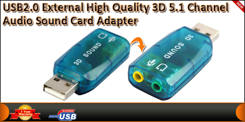 USB2.0 External High Quality 3D 5.1 Channel Audio 