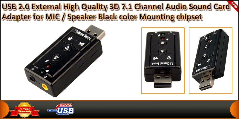 USB2.0 External High Quality 3D 7.1 Channel Audio 