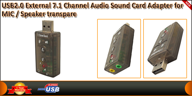 USB 2.0 External 7.1 Channel Audio Sound Card Adap
