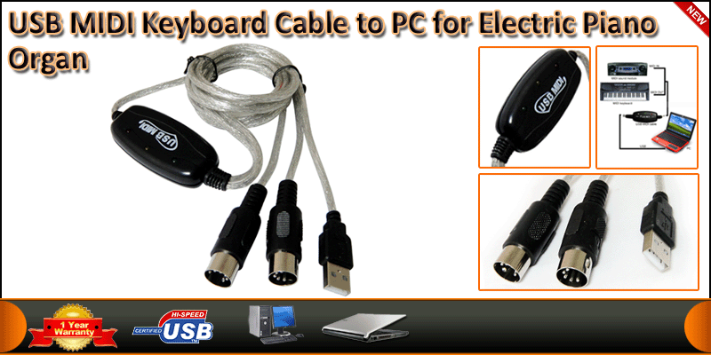 USB MIDI Keyboard Cable to PC for Electric Piano O