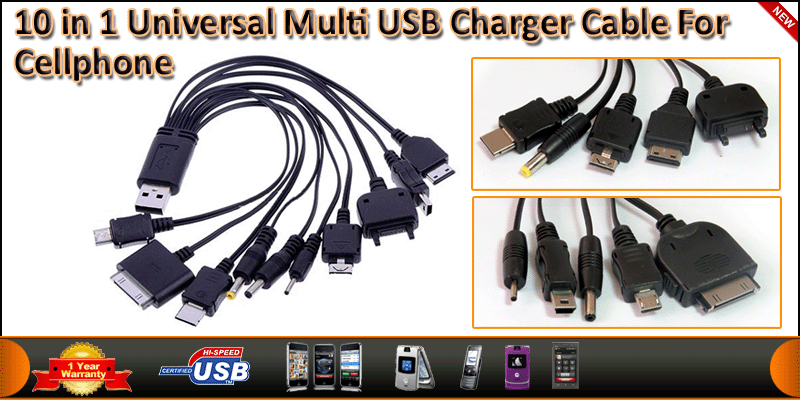 10 in 1 Universal Multi USB Charger Cable For Cell