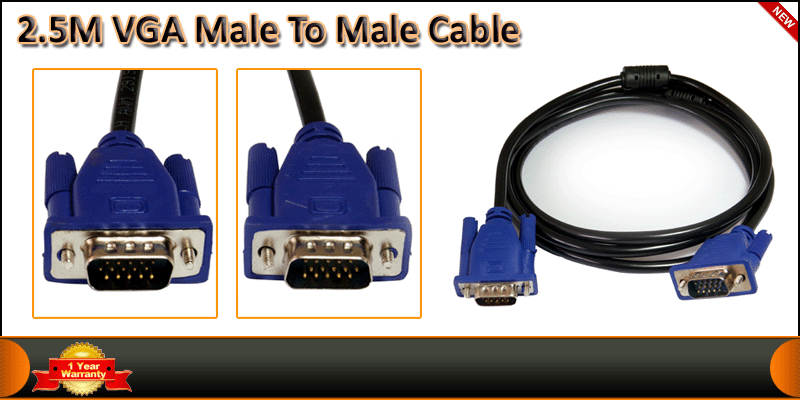 2.5 Meter VGA Male To Male Cable