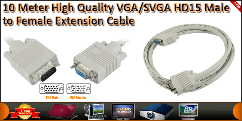 10M High quality VGA/SVGA HD15 Male to Female Exte