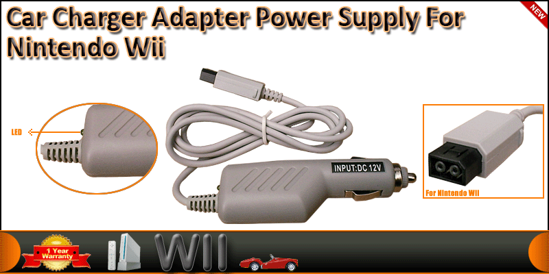 Car Charger Power DC 12V Adapter For Nintendo Wii